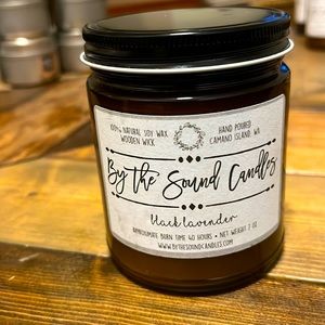 Black lavender 7oz soy candle with wood wick. Hand Poured ♥️by a small business!